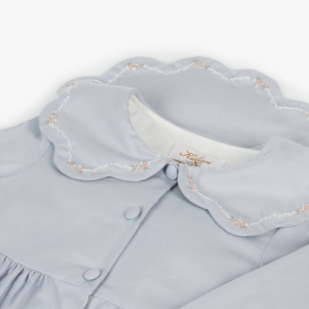 Kidiwi-Girls Light Blue Twill Dress | Childrensalon Outlet