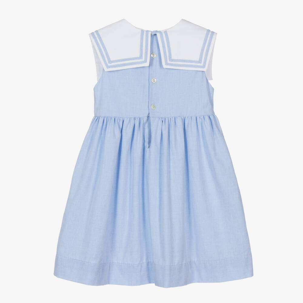 Kidiwi-Girls Nautical Blue Cotton Frock | Childrensalon Outlet