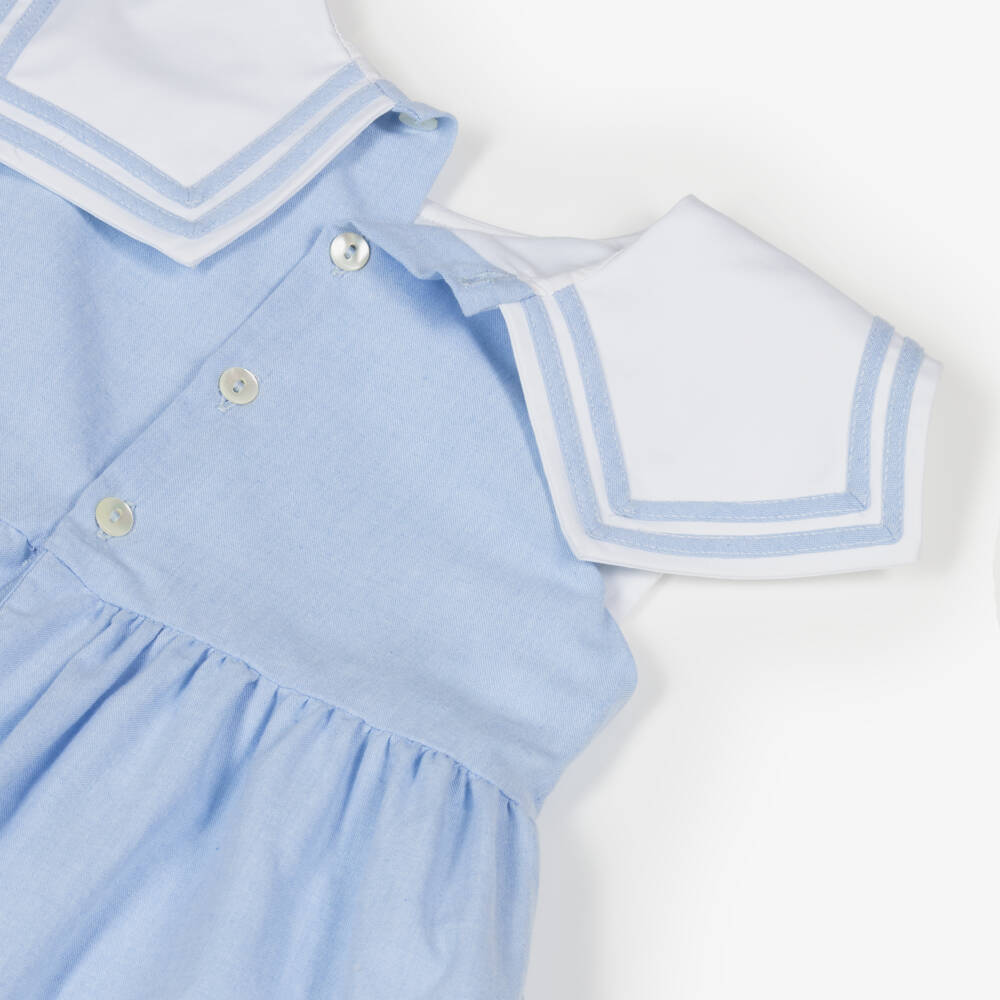 Kidiwi-Girls Nautical Blue Cotton Frock | Childrensalon Outlet