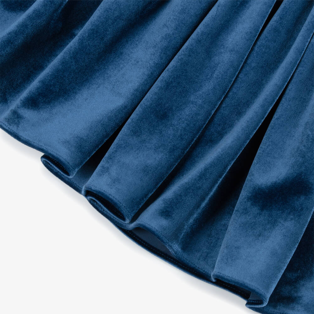 Kidiwi-Girls Navy Blue Smocked Velvet Dress | Childrensalon Outlet