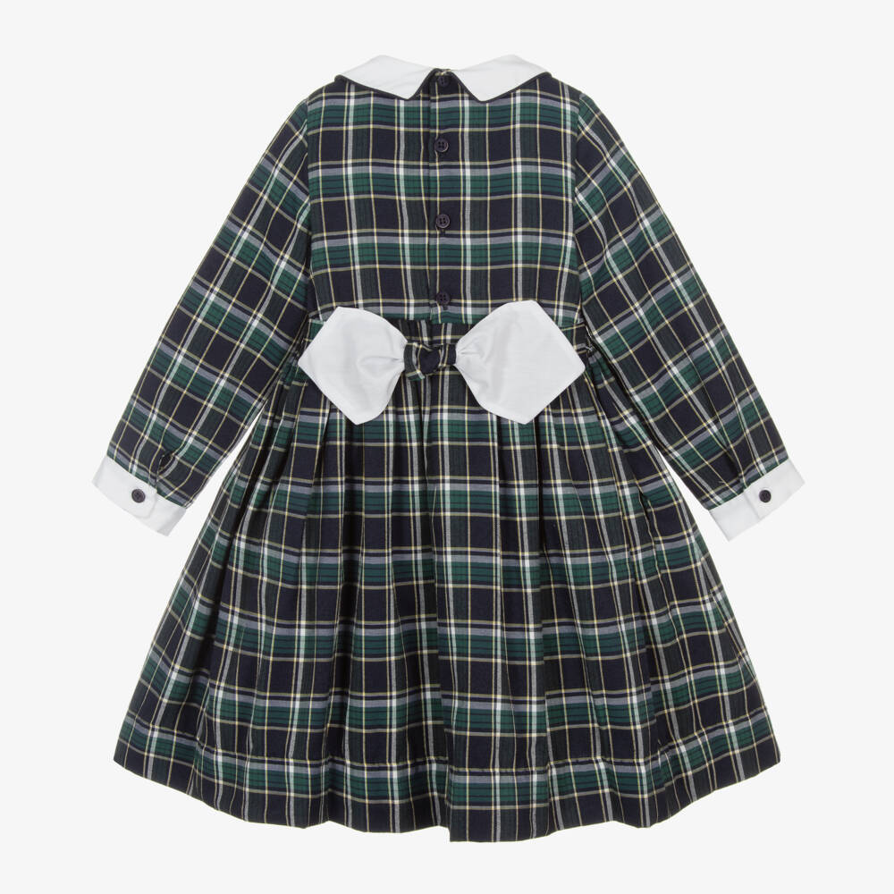 Kidiwi-Girls Navy & Green Tartan Dress | Childrensalon Outlet