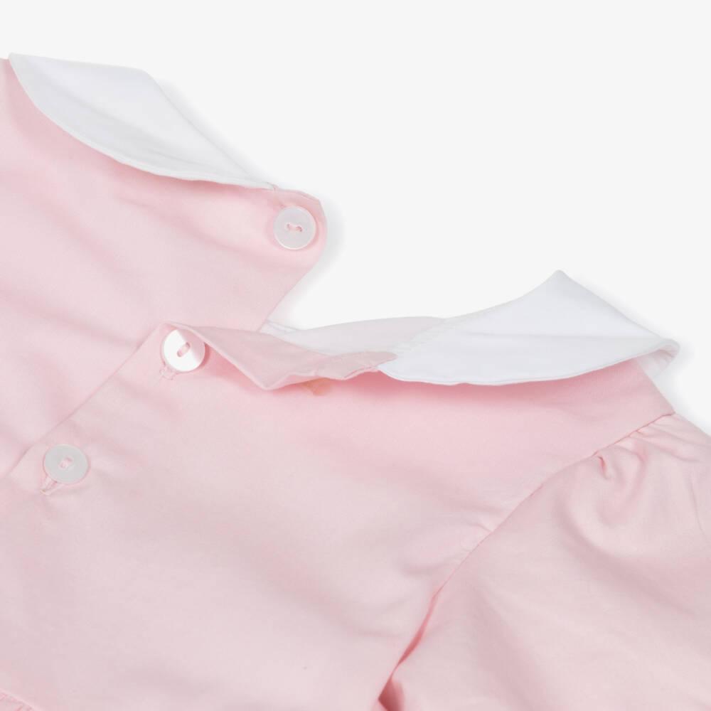 Kidiwi-Girls Pale Pink Cotton Hand-Smocked Dress | Childrensalon Outlet