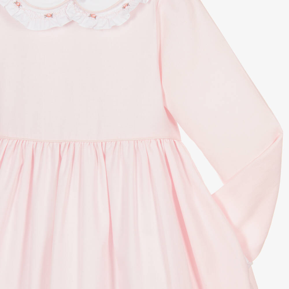 Kidiwi-فستان قطن بتطريز سموك لون زهري | Childrensalon Outlet