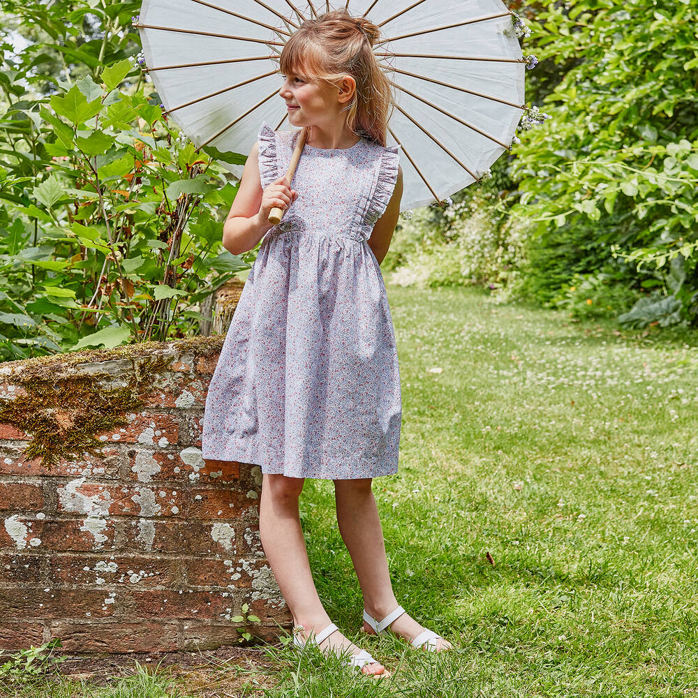 Kidiwi-Розовое хлопковое платье в цветочек | Childrensalon Outlet