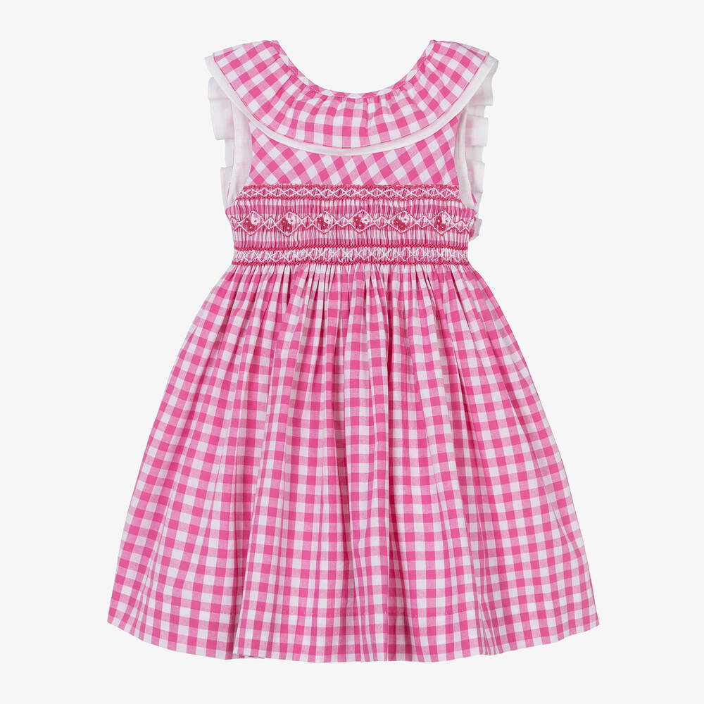 Kidiwi Girls Pink Cotton Gingham Check Dress Childrensalon Outlet