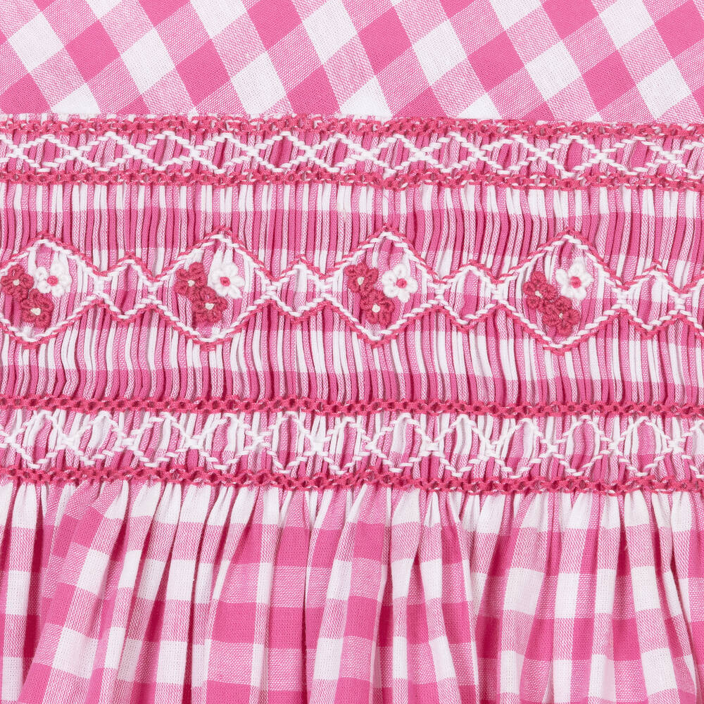Kidiwi-Girls Pink Cotton Gingham Check Dress | Childrensalon Outlet
