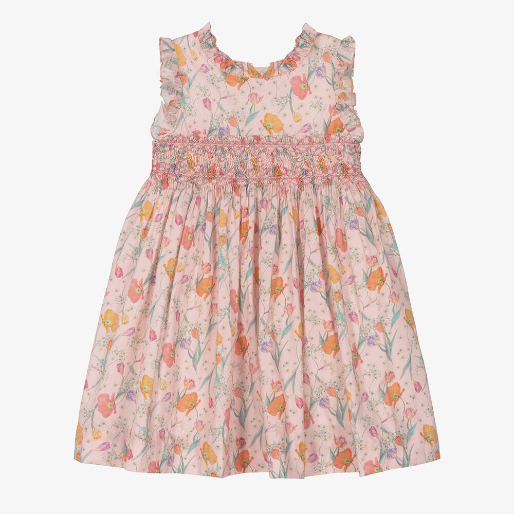 Kidiwi - Girls Pink Cotton Liberty Print Dress | Childrensalon