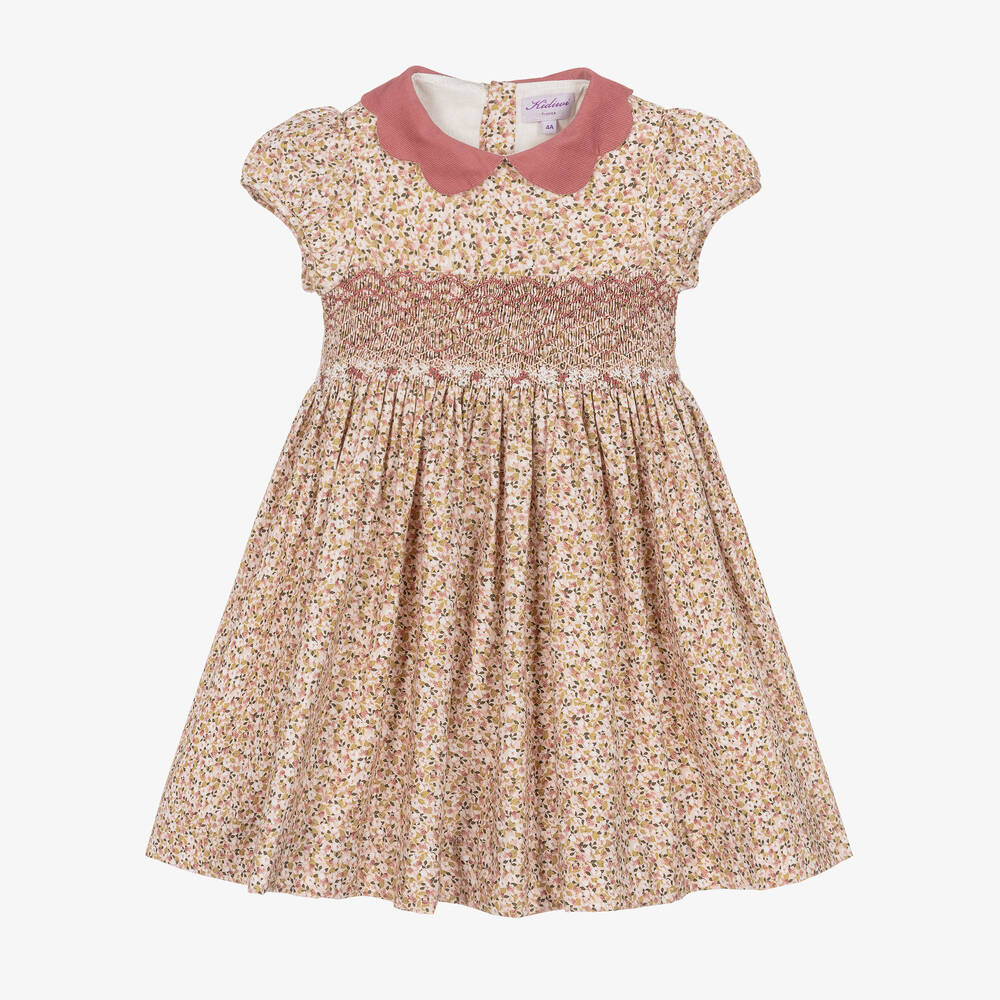 Kidiwi-Girls Pink Floral Smocked Dress | Childrensalon Outlet