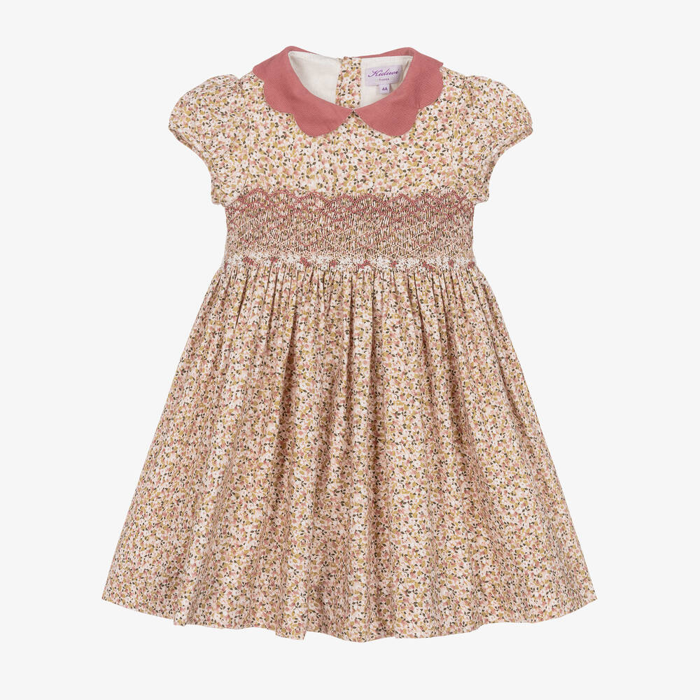 Kidiwi - Girls Pink Floral Smocked Dress | Childrensalon