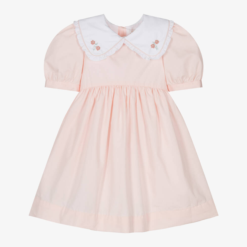 Kidiwi-Платье из розового поплина с вышивкой для девочек | Childrensalon Outlet