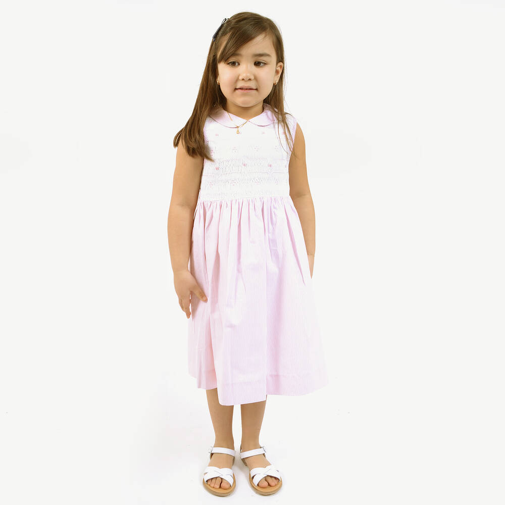 Kidiwi-Girls Pink Smocked Dress  | Childrensalon Outlet