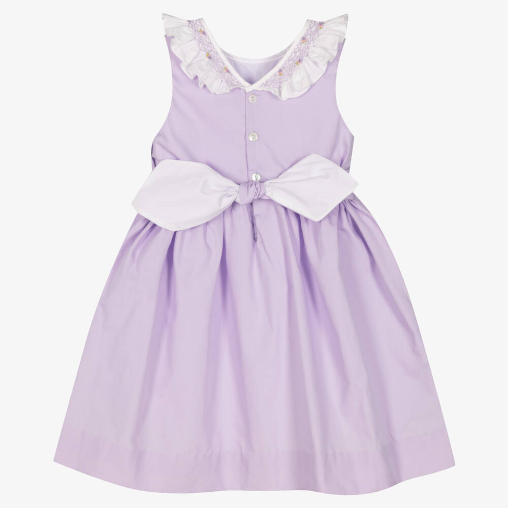 Kidiwi-Фиолетовое хлопковое платье со сборками | Childrensalon Outlet