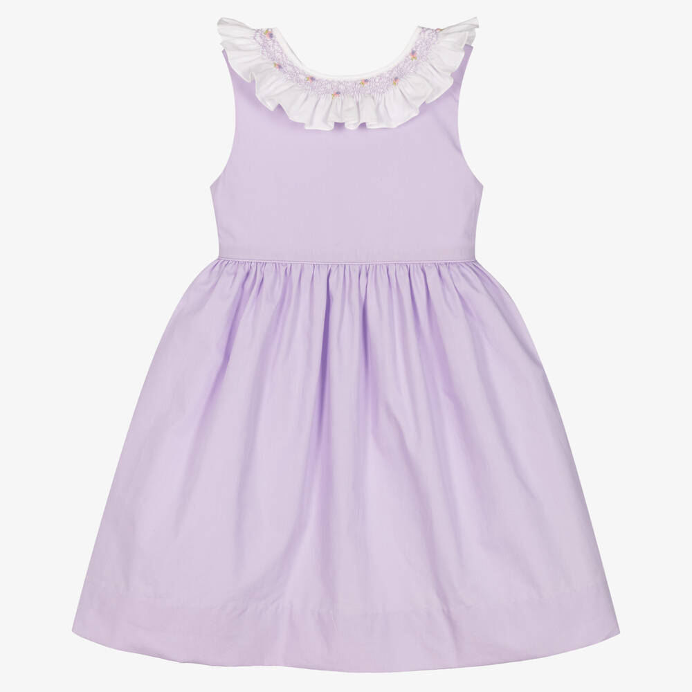 Kidiwi - Robe violette smockée en coton | Childrensalon