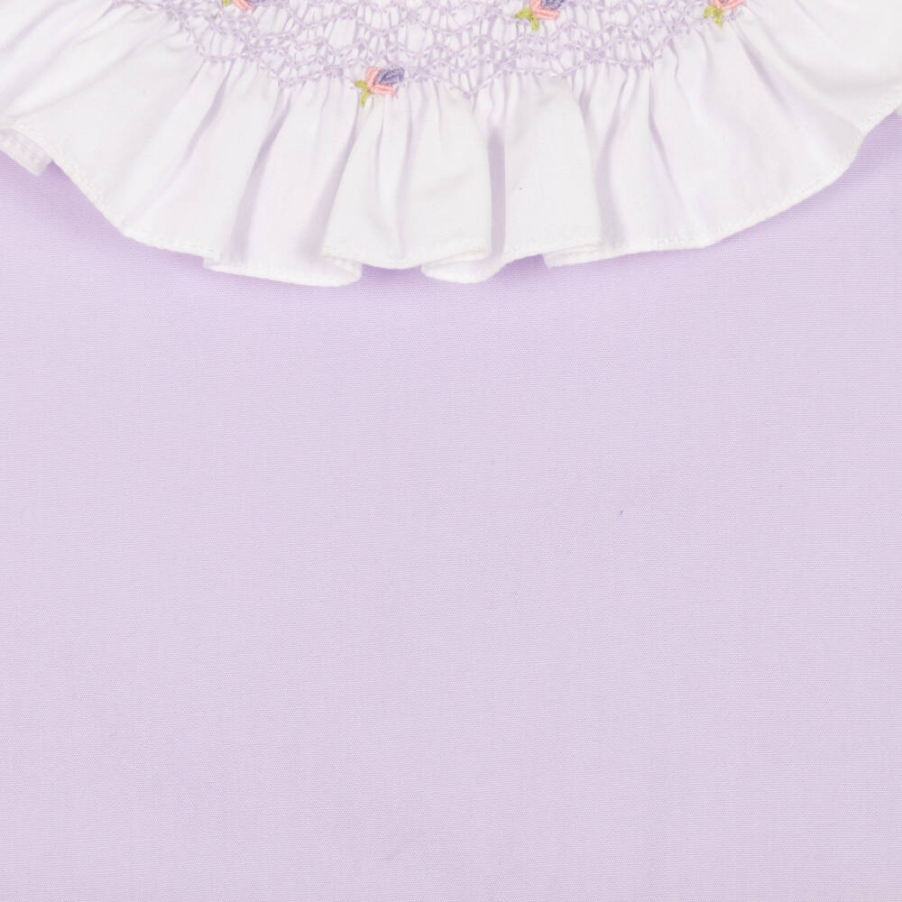 Kidiwi-Фиолетовое хлопковое платье со сборками | Childrensalon Outlet