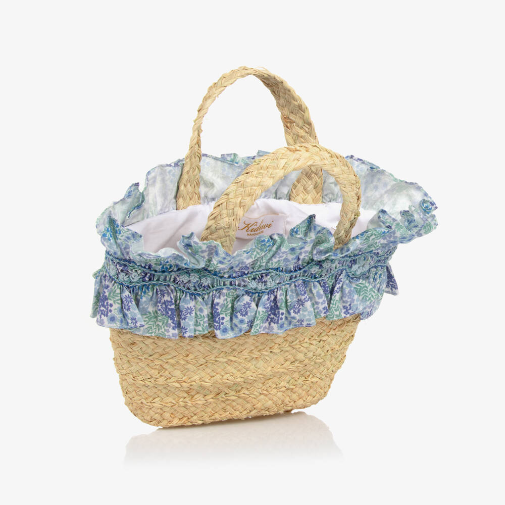 Kidiwi-Girls Raffia Bag with Floral Frill | Childrensalon Outlet