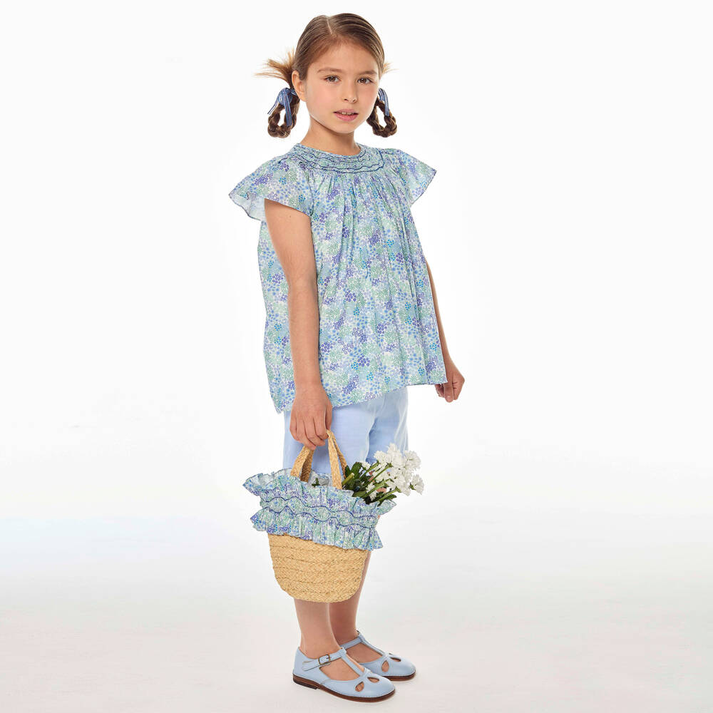 Kidiwi-Girls Raffia Bag with Floral Frill | Childrensalon Outlet