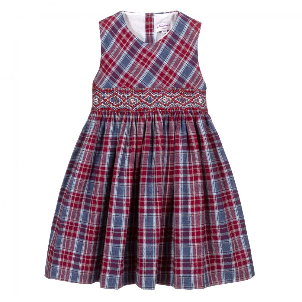 Kidiwi - Girls Red & Blue Check Dress | Childrensalon