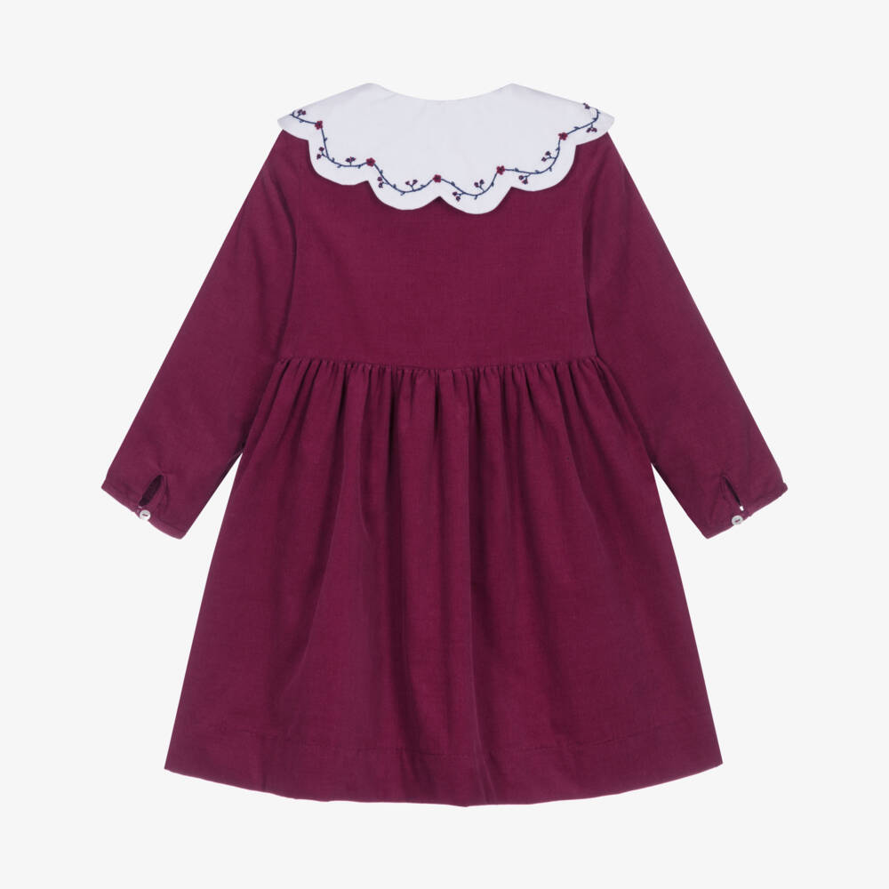 Kidiwi-فستان مخملي بورجوندي للبنات بتطريز | Childrensalon Outlet