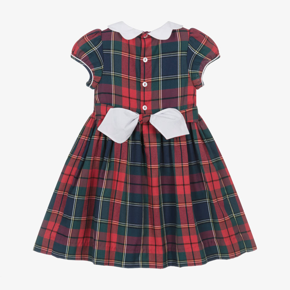 Kidiwi-Girls Red Tartan Smocked Dress | Childrensalon Outlet
