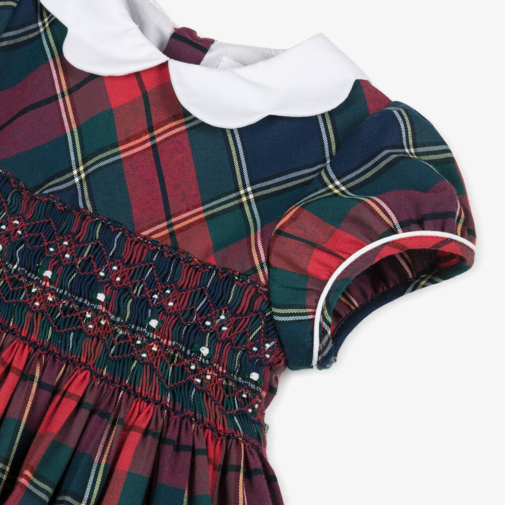 Kidiwi-Girls Red Tartan Smocked Dress | Childrensalon Outlet