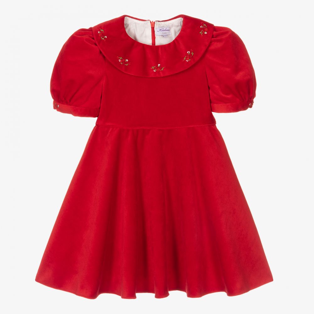 Kidiwi - Girls Red Velvet Dress | Childrensalon