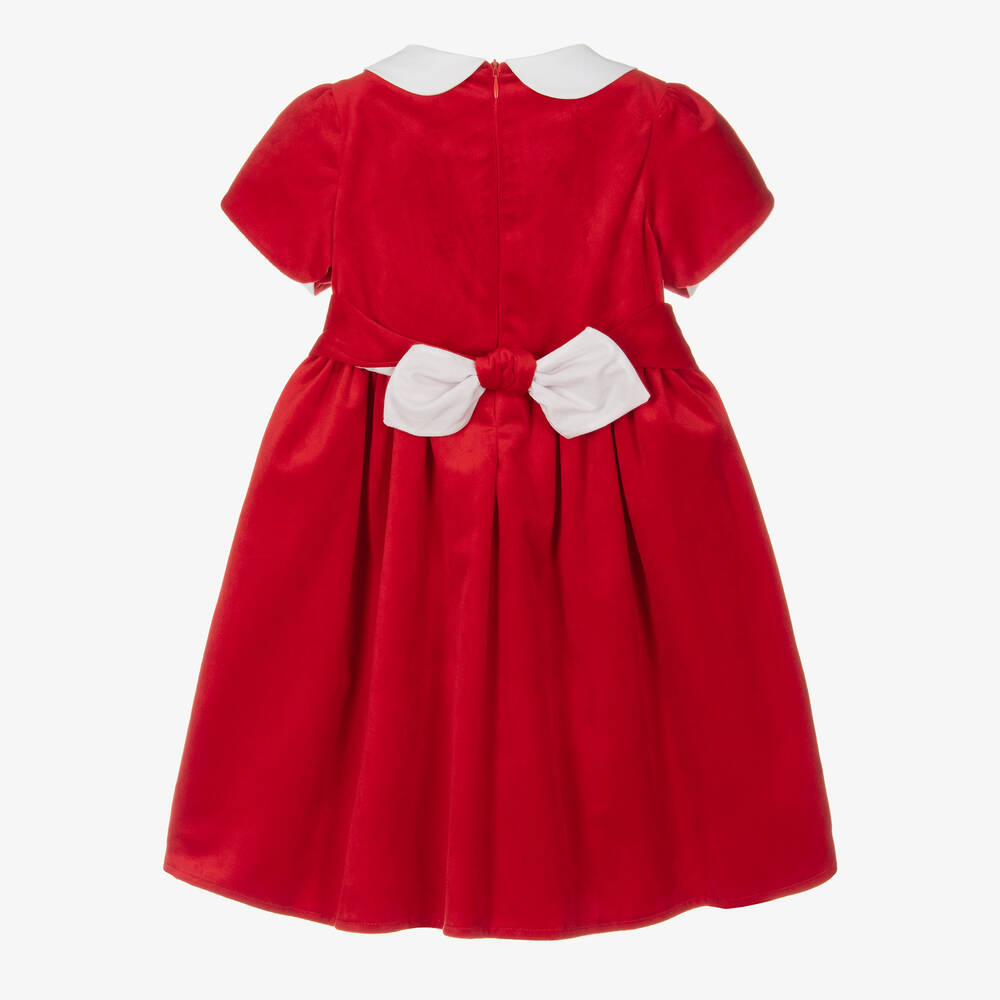 Kidiwi-Girls Red Velvet Smocked Dress | Childrensalon Outlet
