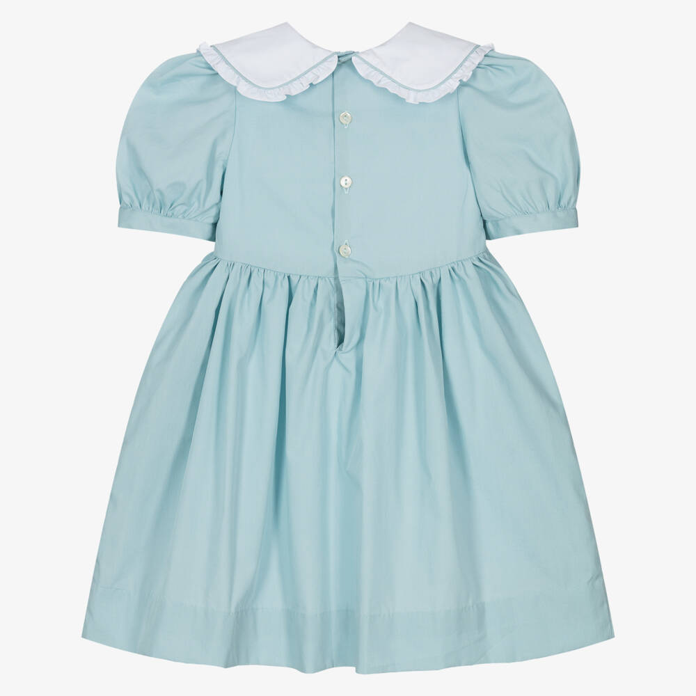 Kidiwi-فستان أزرق ناعم للبنات مع ياقة مكشكشة | Childrensalon Outlet