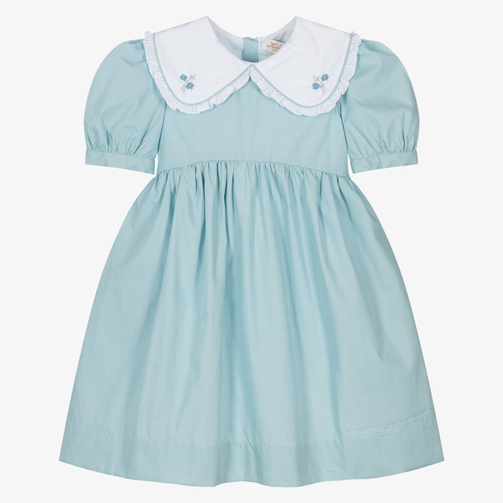 Kidiwi-Платье с мягким синим воланистым воротником для девочек | Childrensalon Outlet