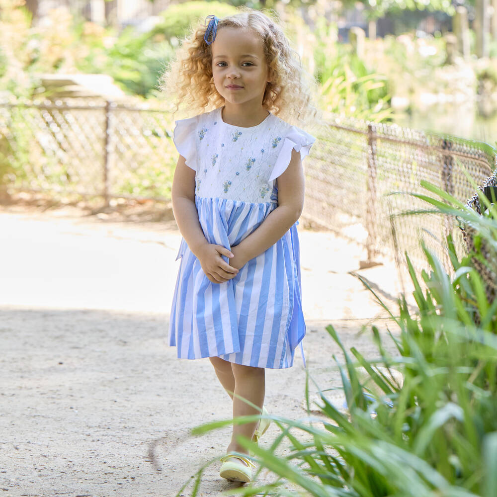 Kidiwi-Girls Striped Cotton Smocked Dress | Childrensalon Outlet