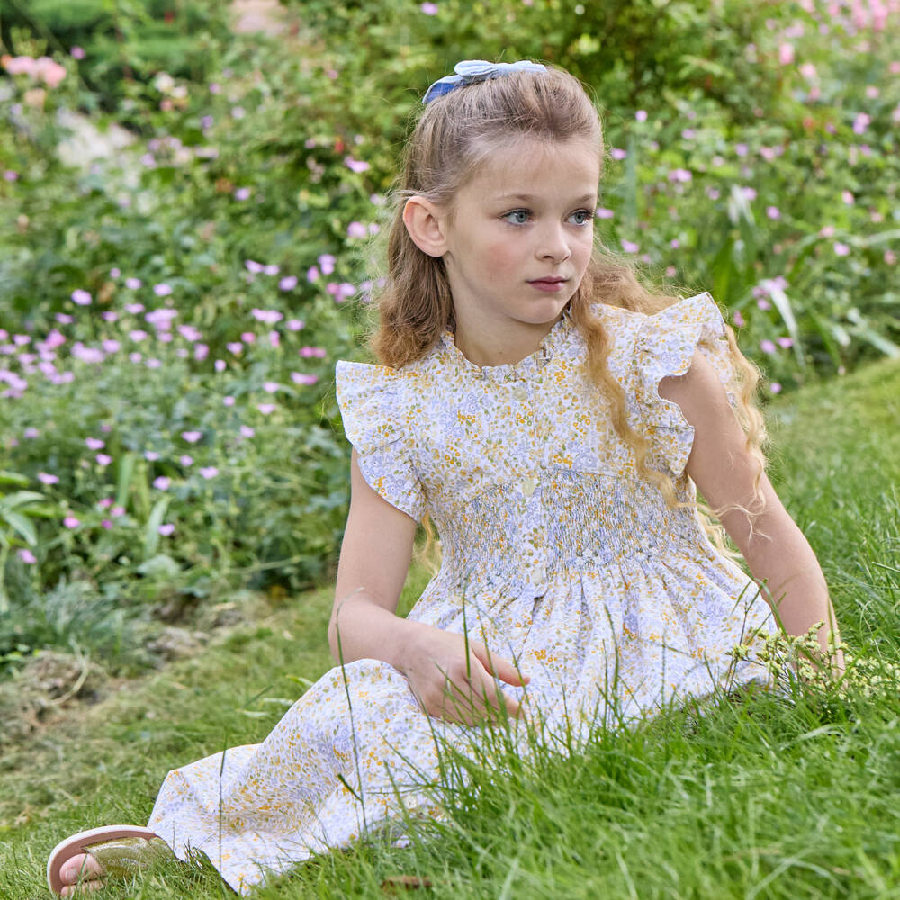 Kidiwi-Girls Sunny Floral Cotton Frock | Childrensalon Outlet