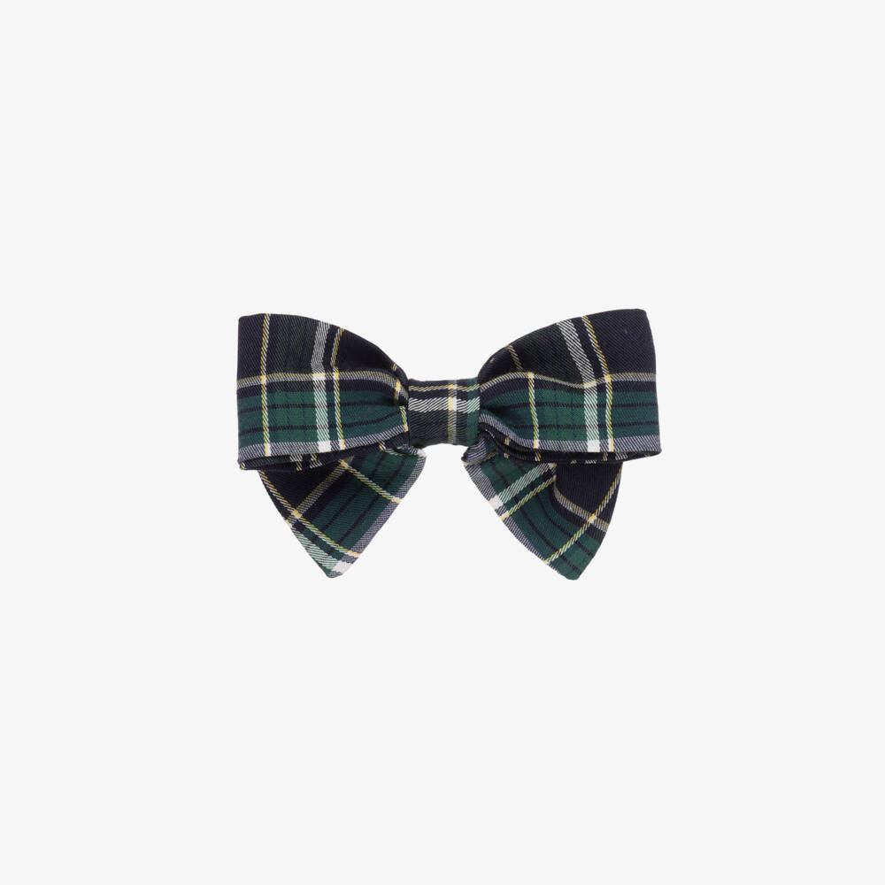 Kidiwi-Girls Tartan Blue Bow Hair Clip | Childrensalon Outlet