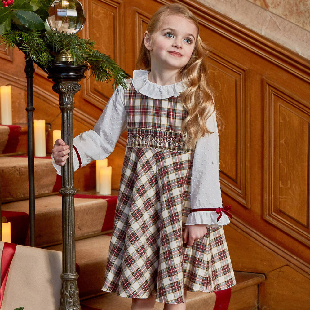 Kidiwi-Girls Tartan Smocked Dress Ensemble | Childrensalon Outlet