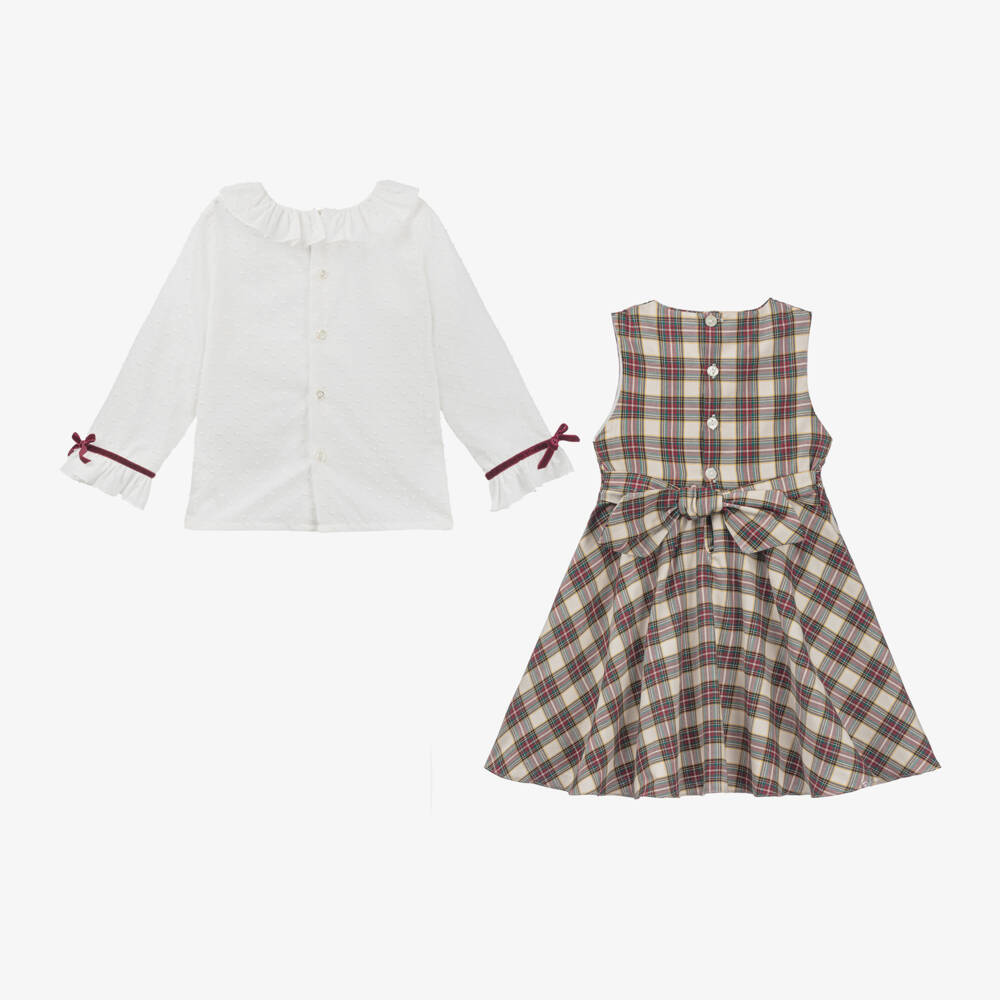 Kidiwi-Girls Tartan Smocked Dress Ensemble | Childrensalon Outlet