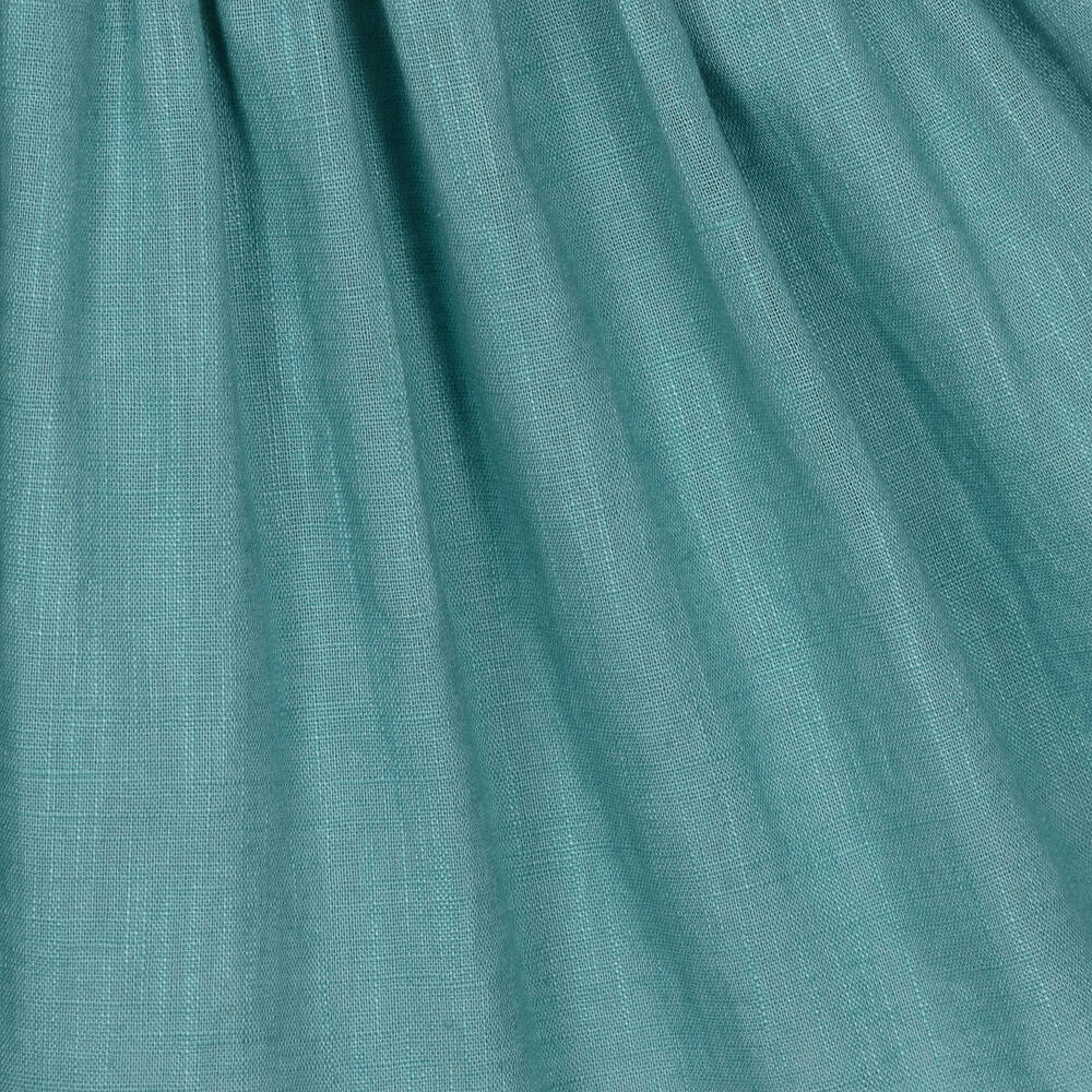 Kidiwi-Girls Teal Blue Smocked Linen Dress | Childrensalon Outlet