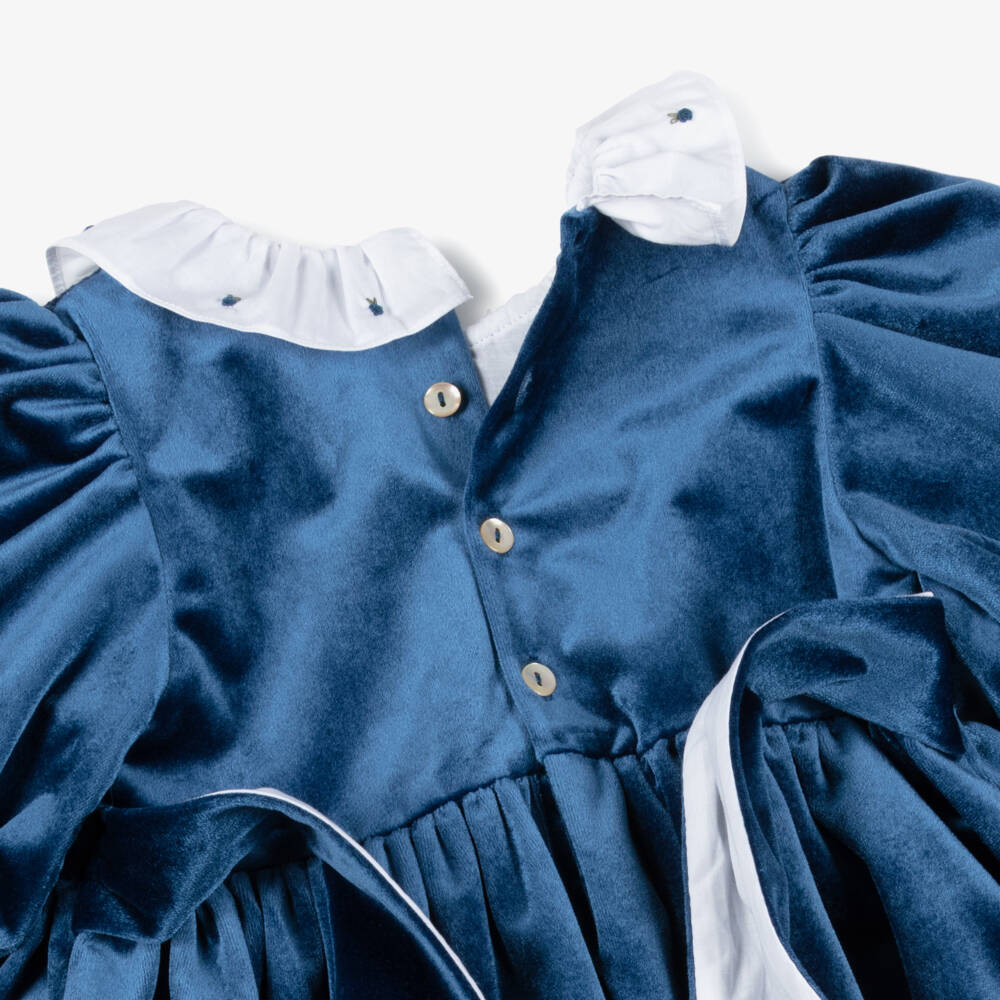 Kidiwi-Girls Velvet Dress with White Collar | Childrensalon Outlet