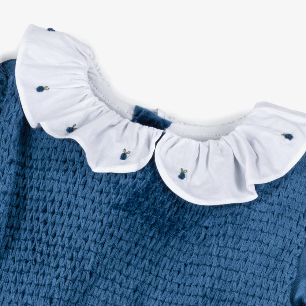 Kidiwi-Girls Velvet Dress with White Collar | Childrensalon Outlet