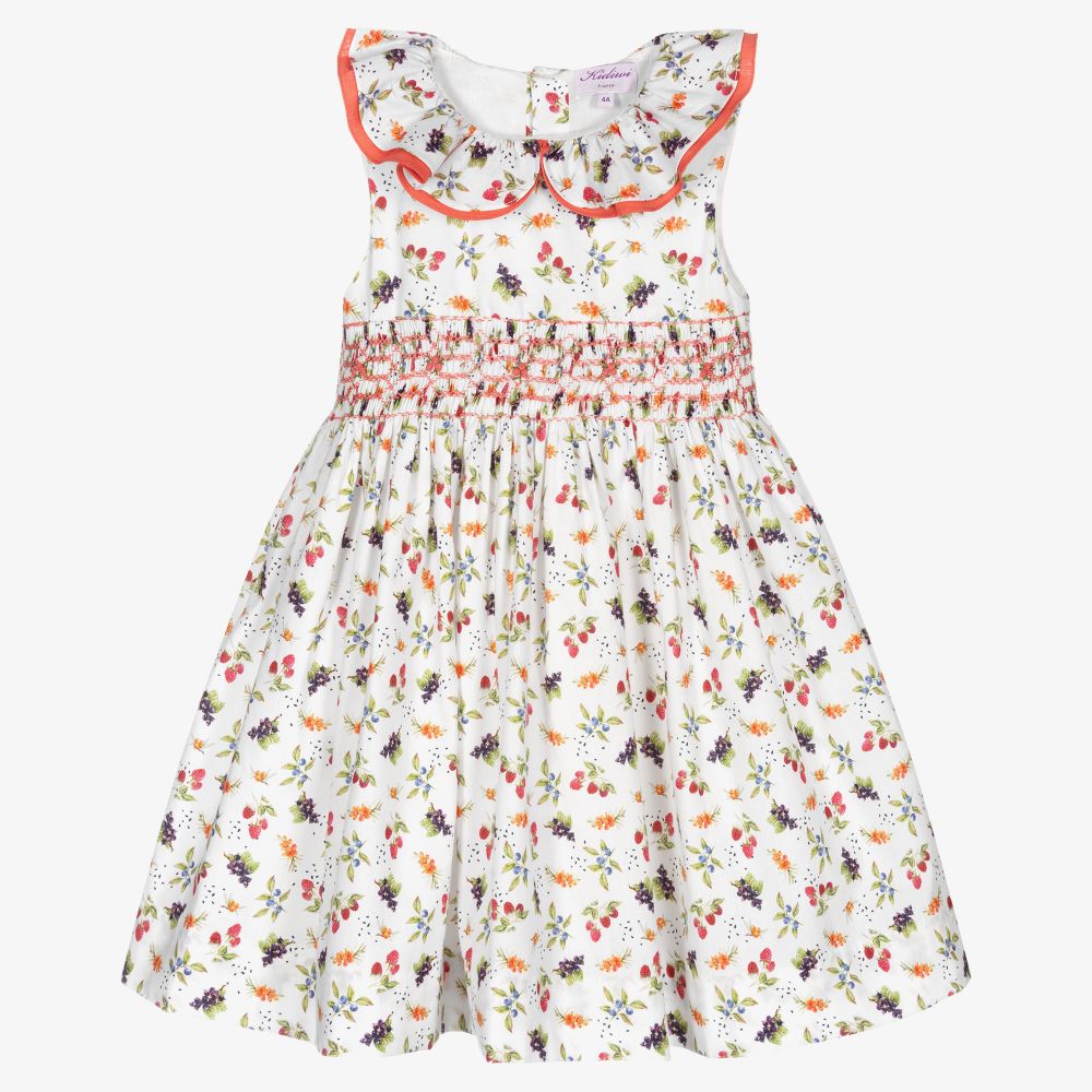 Kidiwi - Weißes Kleid mit Beerenmotiv (M)  | Childrensalon