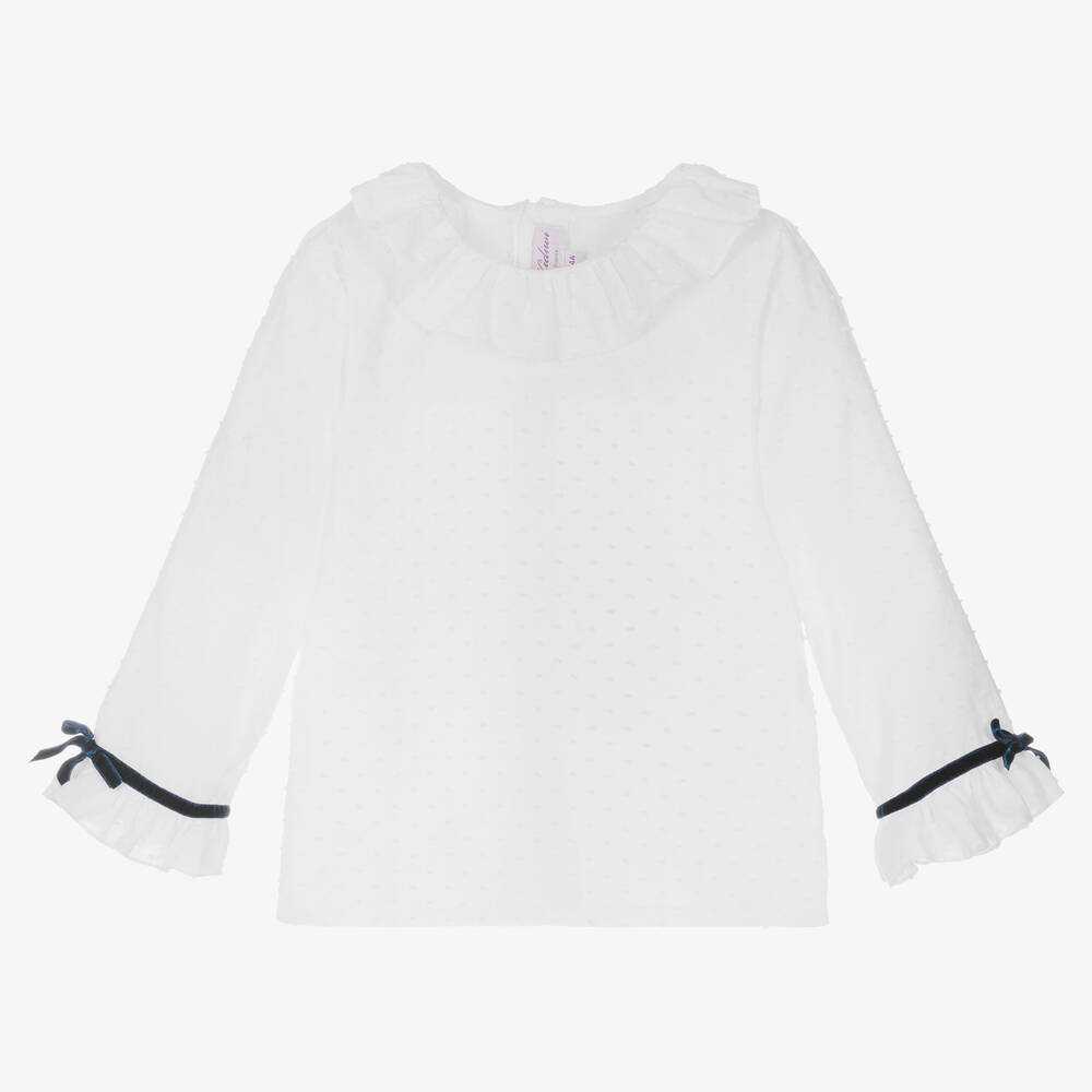 Kidiwi - Белая хлопковая блузка для девочек  | Childrensalon