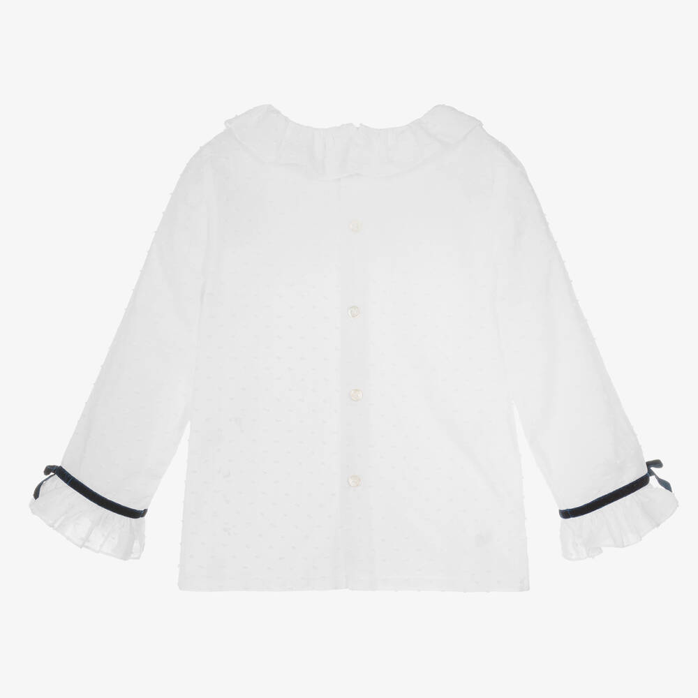 Kidiwi-بلوز قطن عضوي فوال لون أبيض للبنات | Childrensalon Outlet