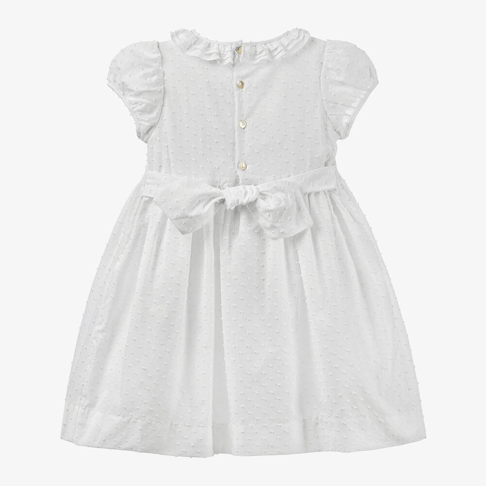 Kidiwi-Girls White Cotton Smocked Dress | Childrensalon Outlet