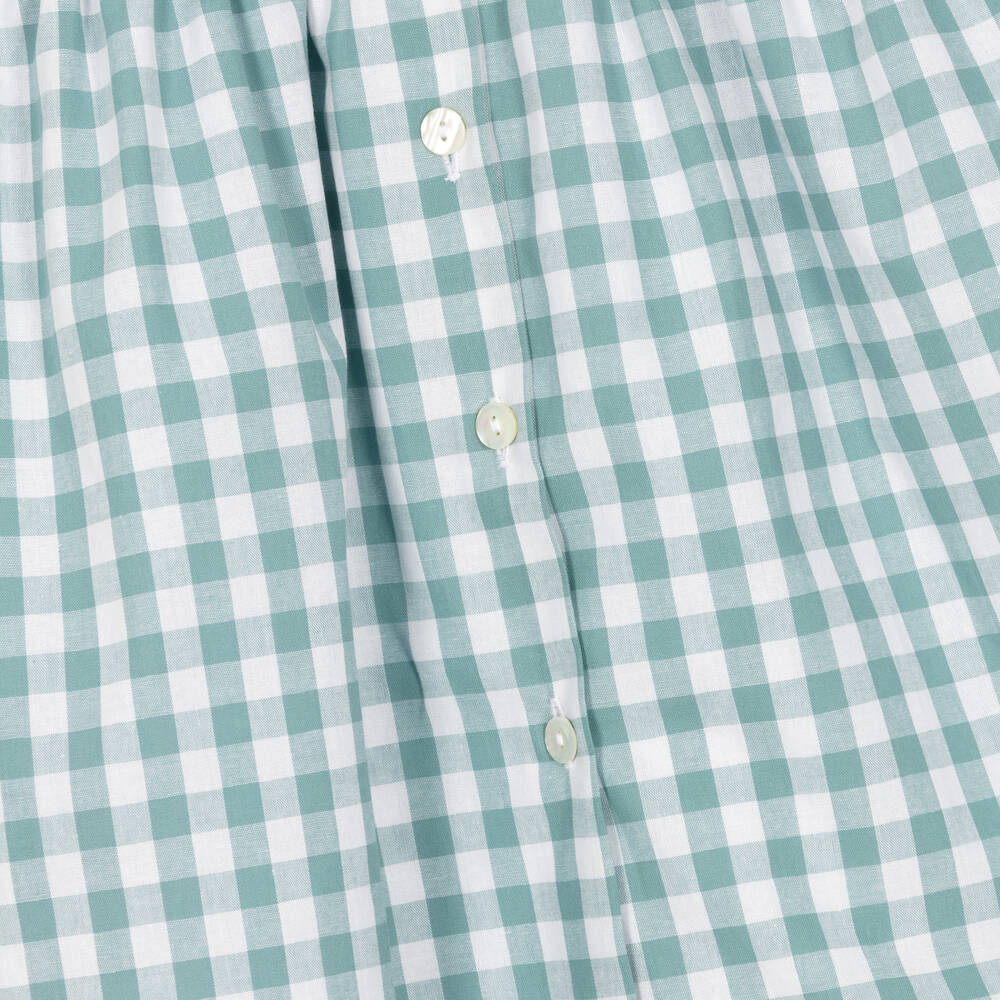 Kidiwi-Girls White & Green Gingham Dress | Childrensalon Outlet