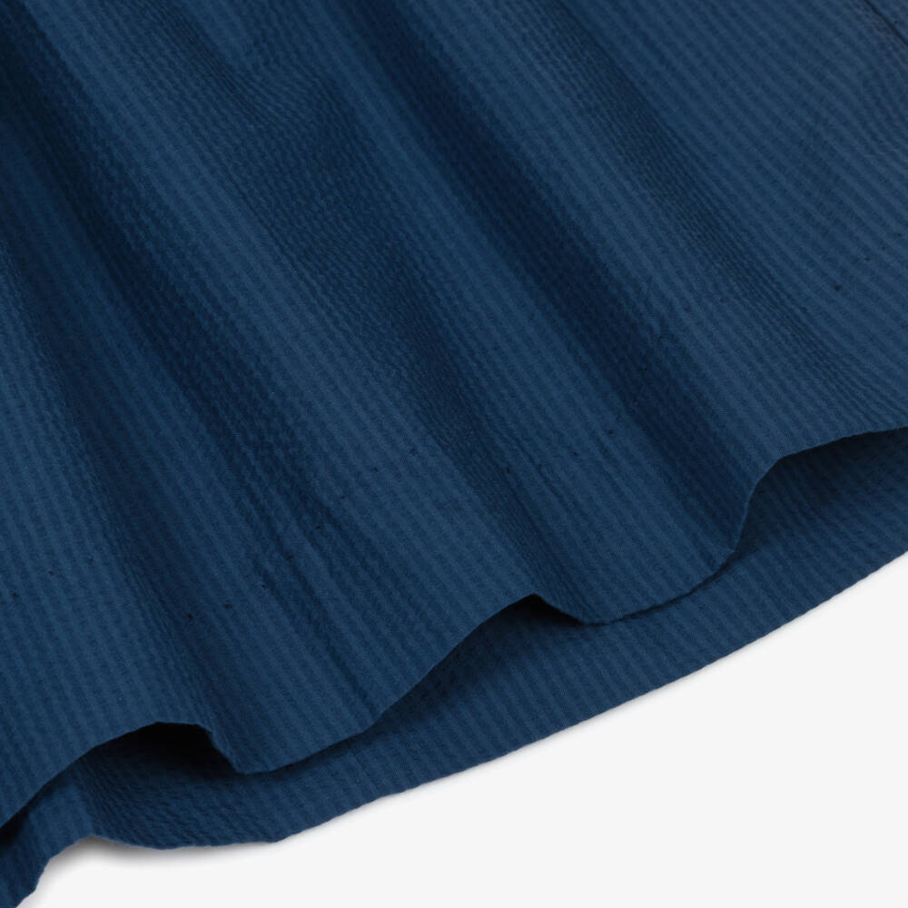 Kidiwi-Girls White & Navy Blue Cotton Dress with Tulip Sleeves | Childrensalon Outlet