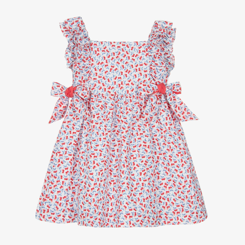 Kidiwi - Girls White & Red Cherry Dress | Childrensalon