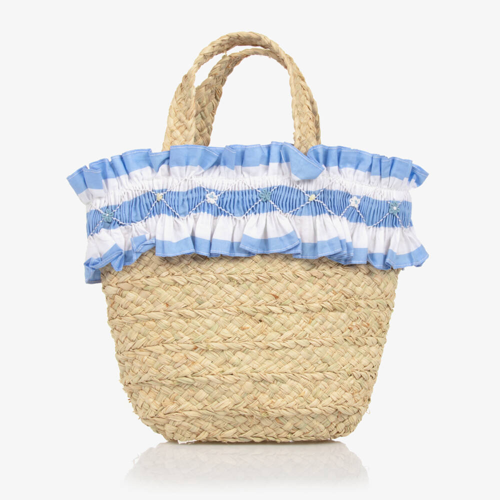Kidiwi-Girls Woven Beige & Blue Tote | Childrensalon Outlet