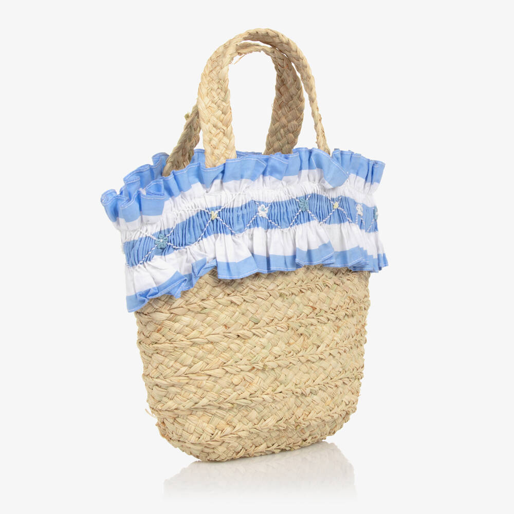 Kidiwi-Girls Woven Beige & Blue Tote | Childrensalon Outlet