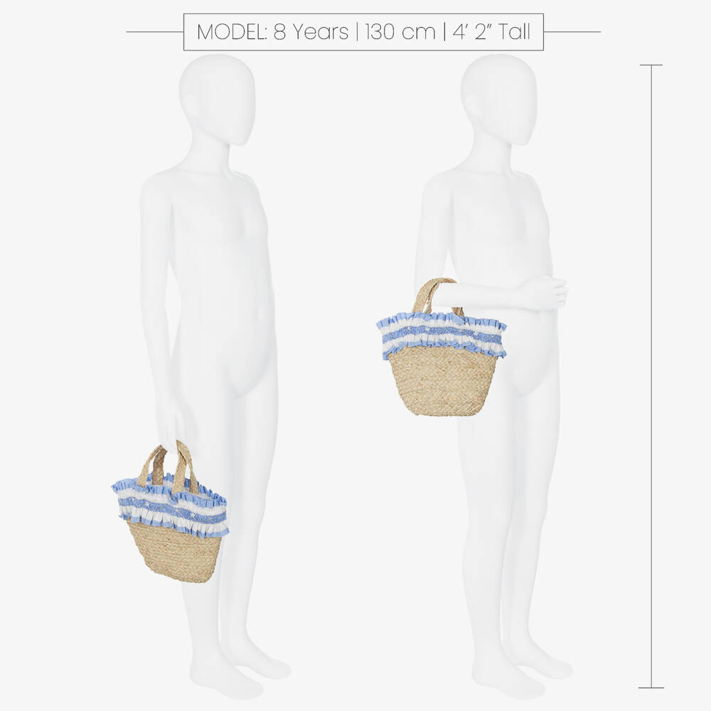 Kidiwi-Girls Woven Beige & Blue Tote | Childrensalon Outlet