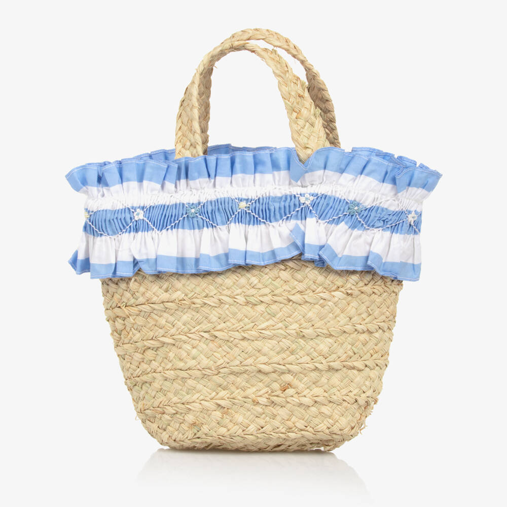 Kidiwi-Girls Woven Beige & Blue Tote | Childrensalon Outlet
