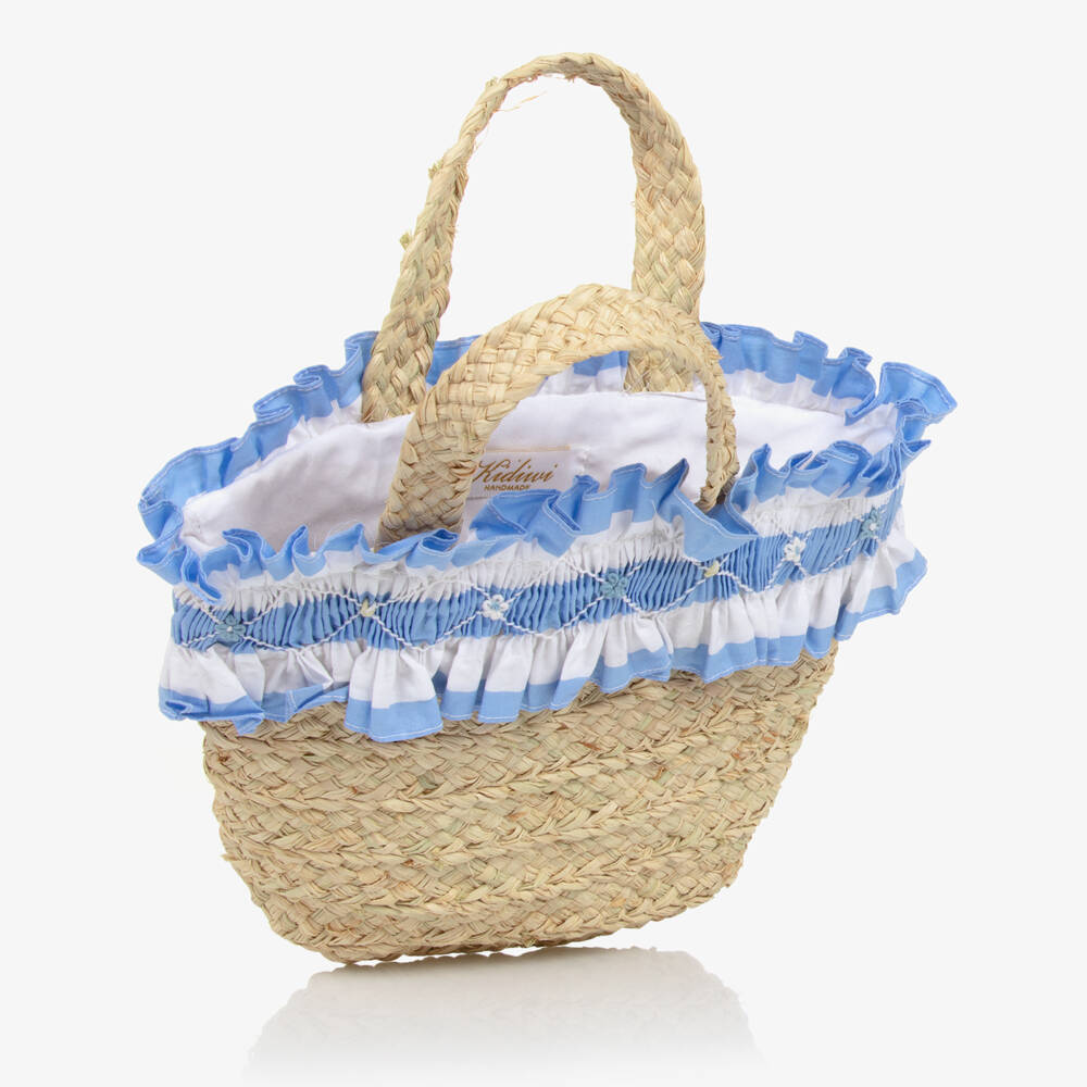 Kidiwi-Girls Woven Beige & Blue Tote | Childrensalon Outlet