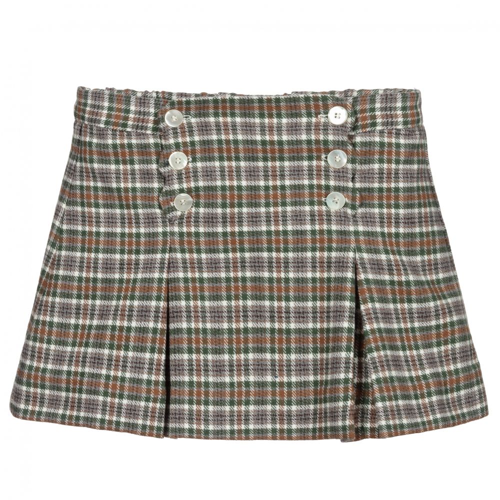 Kidiwi - Green & Brown Check Skirt | Childrensalon Outlet