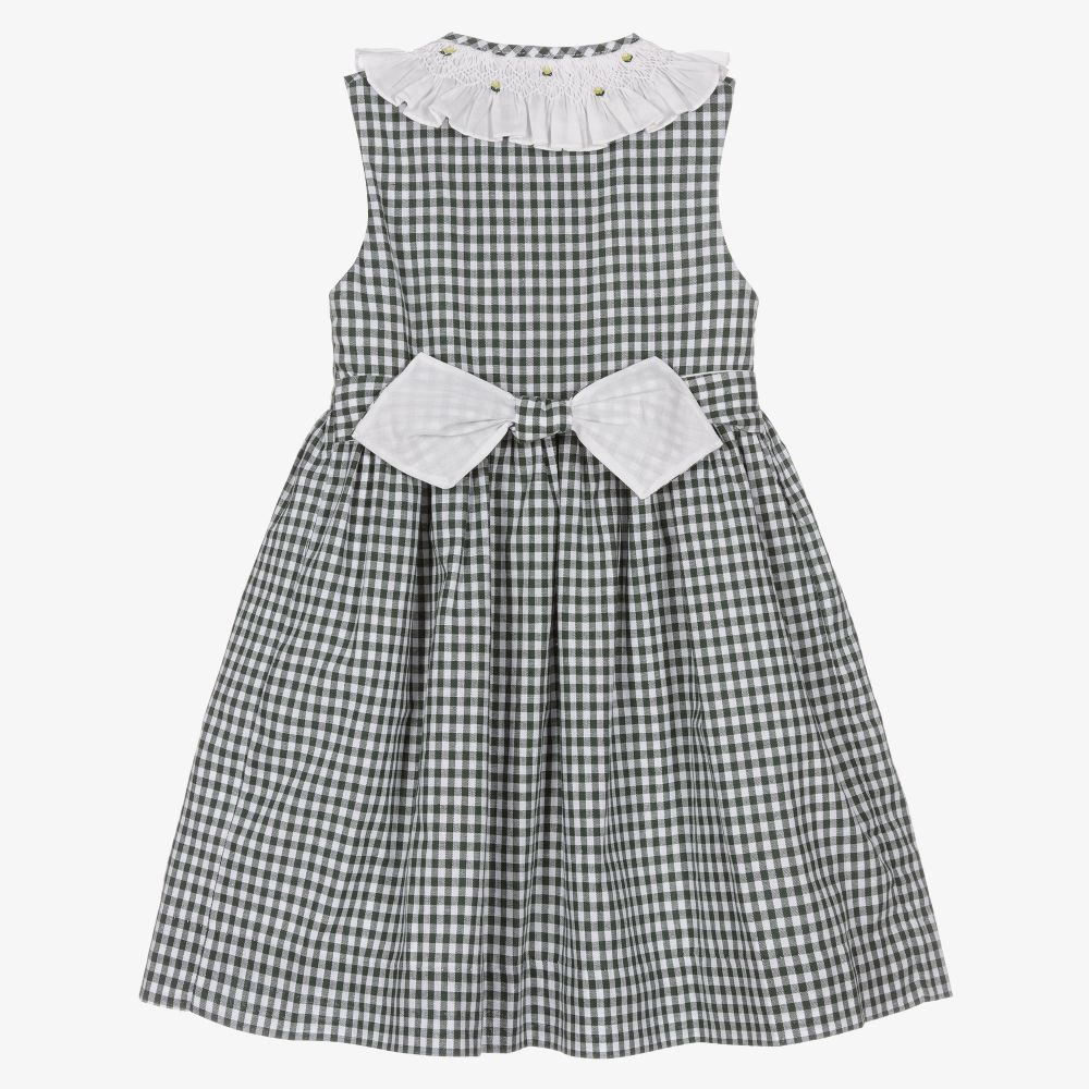 Kidiwi-Green Gingham Smocked Dress | Childrensalon Outlet